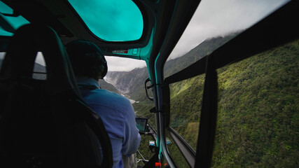 Helicopter ride near glacier in New Zealand