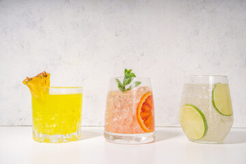 Colorful summer cocktails set