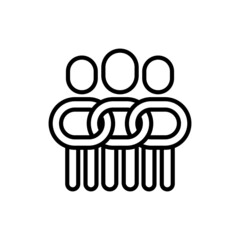 Relationship, collaboration, team, partnership, teamwork thin line icon, people in one community, support each other. Social tolerance. Modern vector illustration.