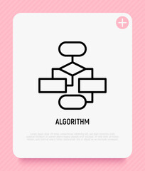 Algorithm, flowchart, strategy thin line icon. Modern vector illustration.