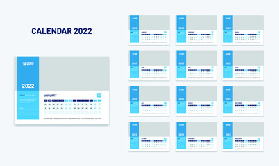 New year wall, desk, table calendar 2022