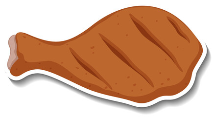 Fried chicken sticker on white background