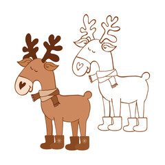 Cartoon Moose for a colouring book. Colouring page.  