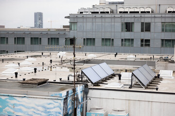 Solar panels on the building roof top in Germany
