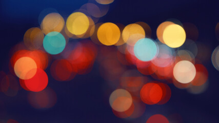 Bokeh lights of traffic in the city at night, Colorful with abstract defocused blurred background