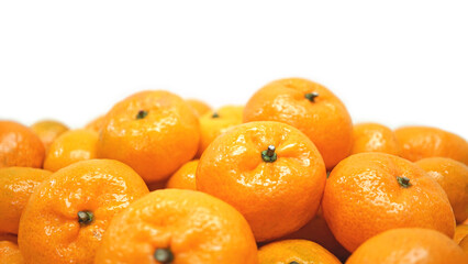 Fresh tangerines mandarins oranges, Vitamin C healthy organic fruit, Isolate on white Background