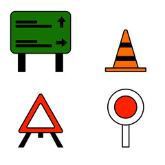 set of traffic objects vector illustration