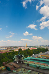 View of the Peter and Paul Fortress, the Admiralty and the Neva against the sky in St. Petersburg.