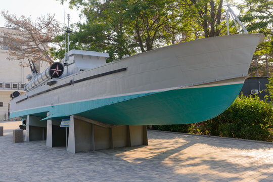 July 11, 2021: Komsomolets-class torpedo boat of Project 123-K. Sevastopol. Russia.
