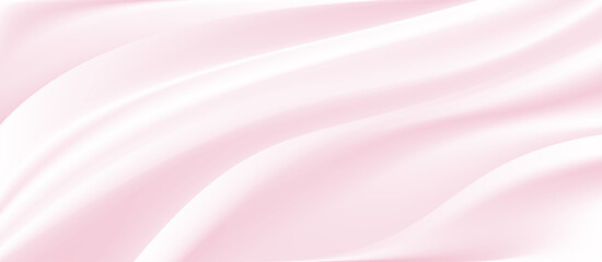 Obraz premium The luxury of pink fabric texture background.Closeup of rippled white silk fabric.Abstract pink cloth or liquid wave vector background.Cloth soft wave. Creases of satin, silk, and cotton.