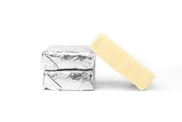 Processed cheese isolated on white background.