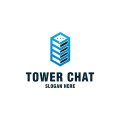 Fototapeta premium Tower chat logo template on modern style