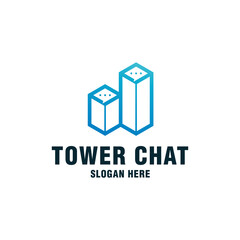 Tower chat logo template on modern style