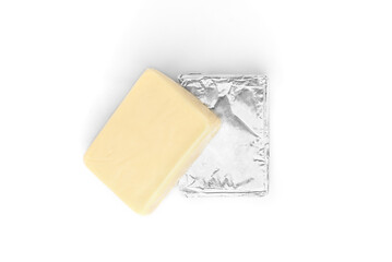 Processed cheese isolated on white background.