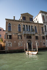 buildings, boats and canals in Venice,Italy, 2019 ,the old architecture of venice