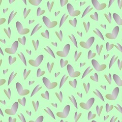 Vector seamless abstract design pattern with cute ornamental hearts in pastel green tones