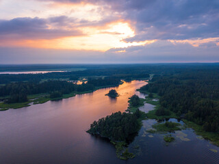 Panoramic sunset in Finnish archipelago
