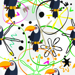 Seamless pattern of parrot on white background	