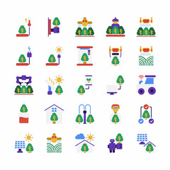 Set of Smart Farming, Farm Agriculture flat style icon and illustration