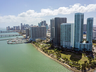 Drone view on the Miami Skyline