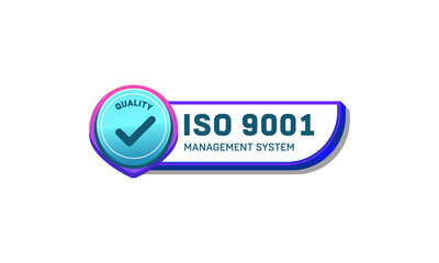 ISO 9001 Certified badge, icon. Certification stamp. Flat design vector. Vector stock illustration.