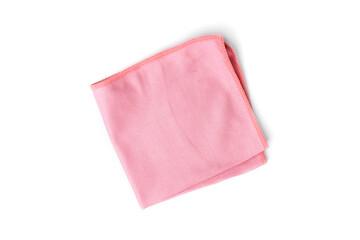 Pink rag for cleaning window isolated on white background.