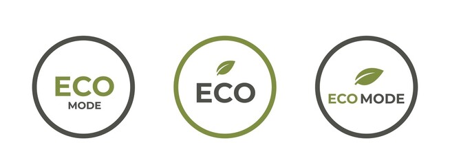 eco mode round icon set. eco friendly, environment and eco technology symbols