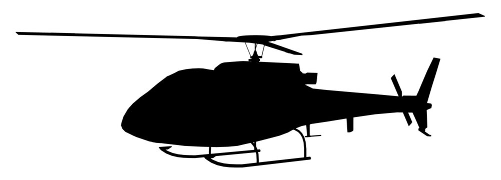 Silhouette mit einem Helikopter