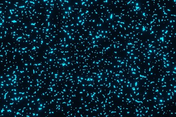 Abstract Realistic glitter blue fire particles lights texture in dark background 3D rendering