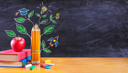 Fototapeta Back To School - Grow Tree Of Knowledge - Inspiration And Achievement Concept obraz