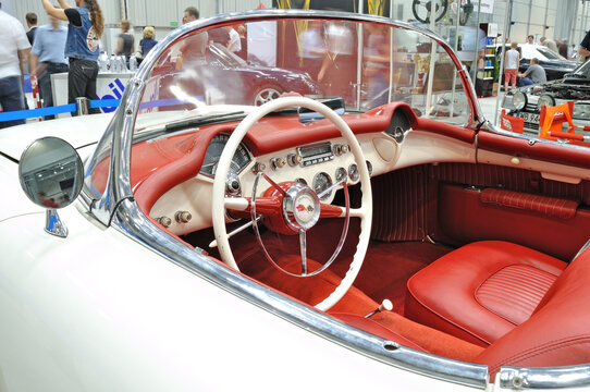 Interior of the Chevrolet Corvette C1 (1953) on display at the classic car exhibition MOTO NOSTALGIA on May 29, 2011 in Warsaw, Poland.
