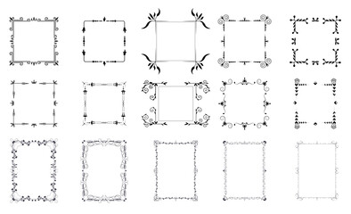 Set of decorative Vintage ornament frames. Vintage or retro frames border.  Elegant vintage frame and wedding ornaments Isolated icons set. Vector illustration