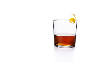 New Orleans sazerac cocktail isolated on white background