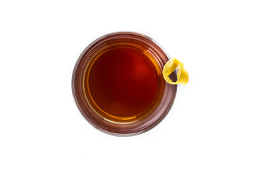 New Orleans sazerac cocktail isolated on white background. Top view