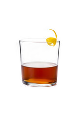 New Orleans sazerac cocktail isolated on white background
