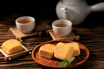 Delicious Taiwan Pineapple Tart, Melted Pie Crust with Pineapple Jam Inside, Usually Come with Square or Rectangle Shape
