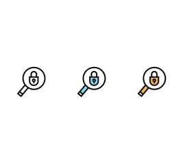 Searching For Security. Flat icon design.