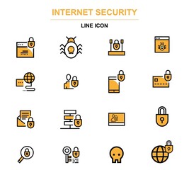 Computer security line icons set. Modern outline elements, graphic design concepts, simple symbols collection. Vector line icons