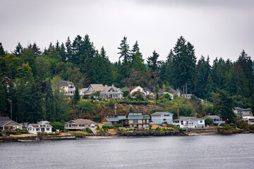 houses along the water in Puget Sound