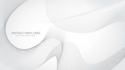 Fototapeta premium Abstract elegant white background with flowing line waves