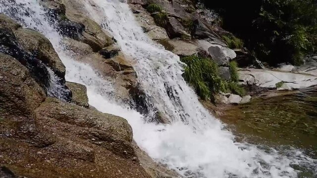 Fecha de Barjas waterfall (also known as Tahiti waterfall) in the mountains of Peneda-Geres National Park, Portugal