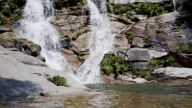 Fecha de Barjas waterfall (also known as Tahiti waterfall) in the mountains of Peneda-Geres National Park, Portugal
