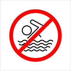 No swimming sign vector icon on white background.