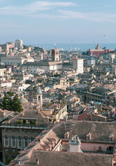 Skyline of the city of Genoa in liguria in Italy