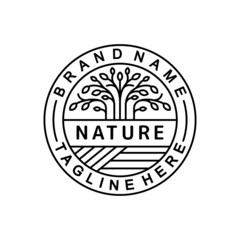 Tree with line art style in white background