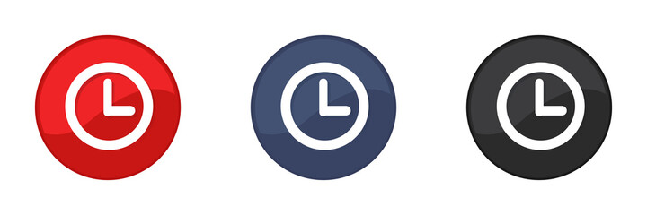 Clock icons set. Time clock. Web design. Press the button. Vector illustration.