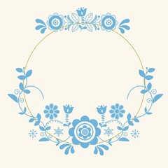 Floral flower  blue and gold background off white  pattern 