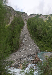 Geröllabgang in den Alpen