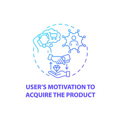 User motivation to product acquire concept icon. UX rule abstract idea thin line illustration. Customer decision-making. Stimulating with visual design solutions. Vector isolated outline color drawing
