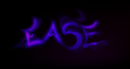 Ease. Smoky letters. Colored neon smoke.
Advertising. Hazy purple hues. Dark background.
Vector stock illustration.